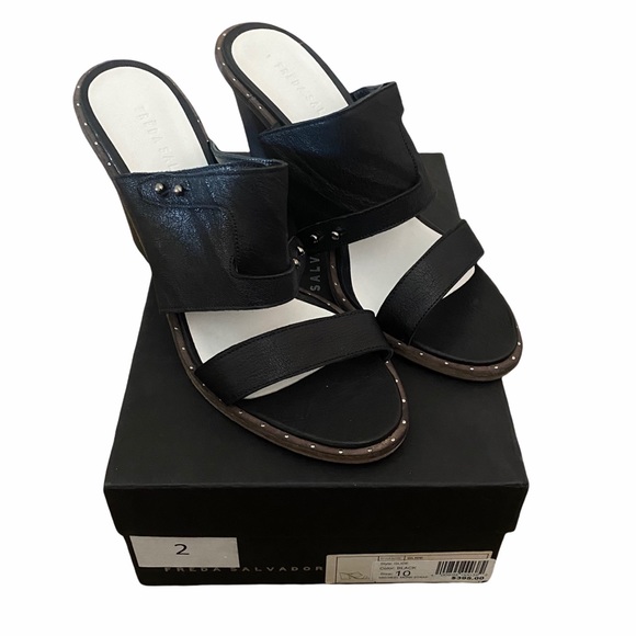 NEW FREDA SALVADOR Black GLIDE Studded MULE sz 10 - Picture 8 of 14
